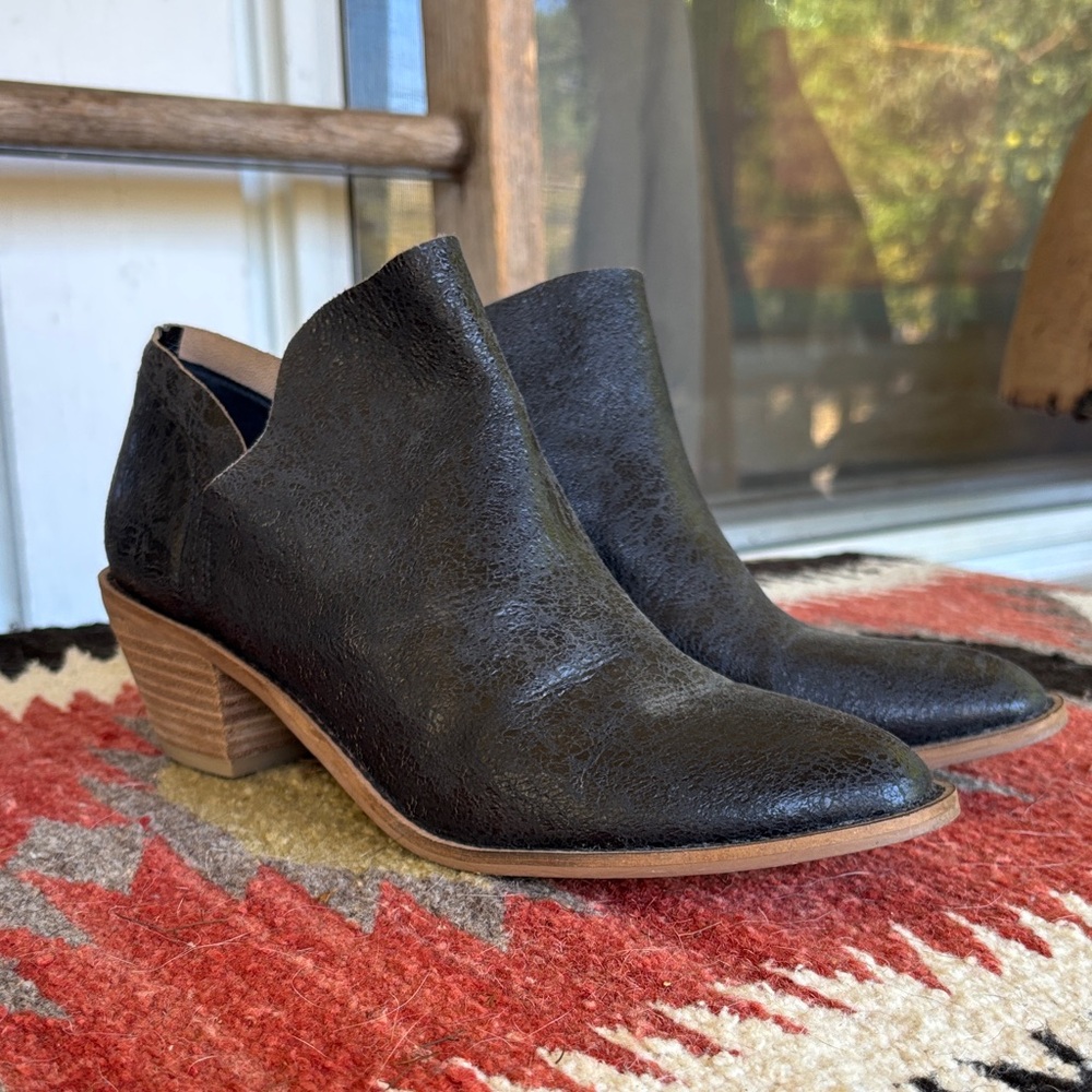Kelsi Dagger Black Leather Ankle Booties